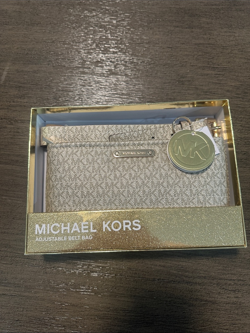 Michael Kors Gold Metallic Logo Belt Bag